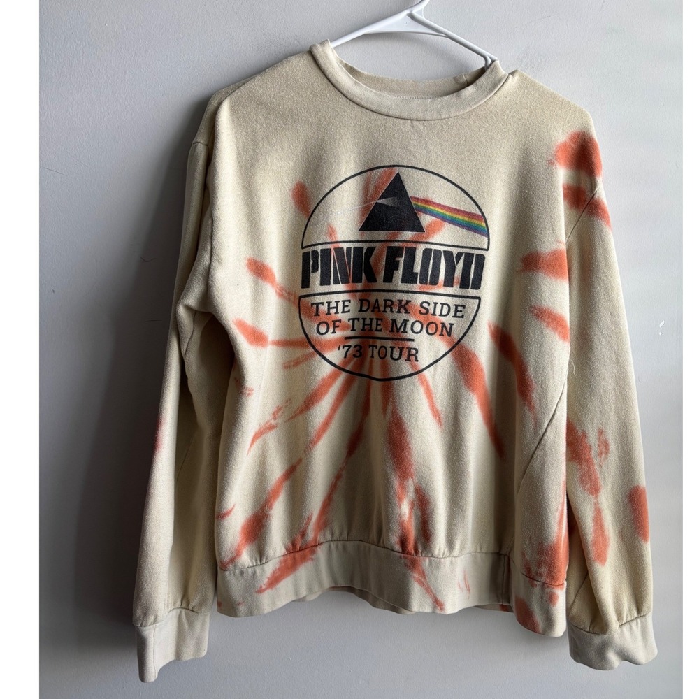 Pink Floyd Yellow Tie Dye Sweatshirt Women Medium